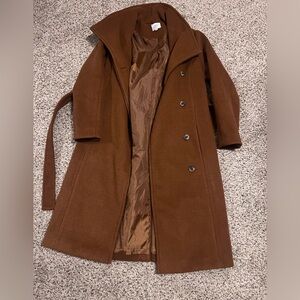 Cyrus Rich Brown Wool-Blend Trench Coat